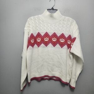 Juicy by Juicy couture women's fair isle sweater size XL cream and pink